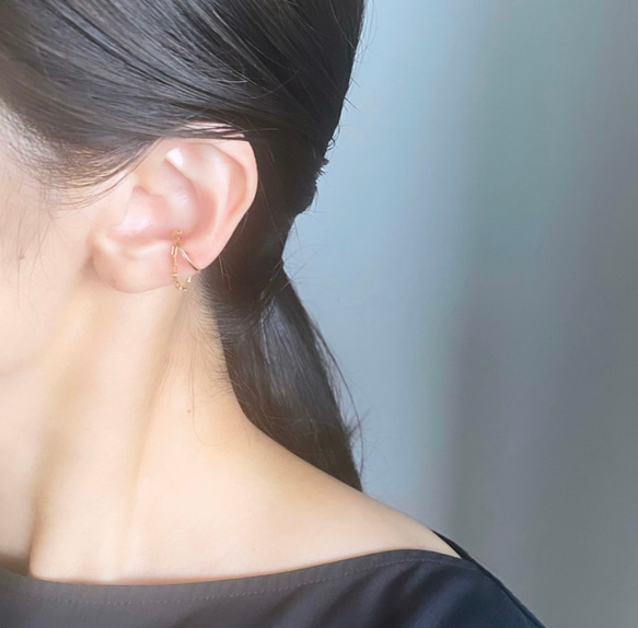 【期間限定】【秋の福袋No.4】イヤーカフ3点セット　Flame &cross pearl &box chain 17枚目の画像