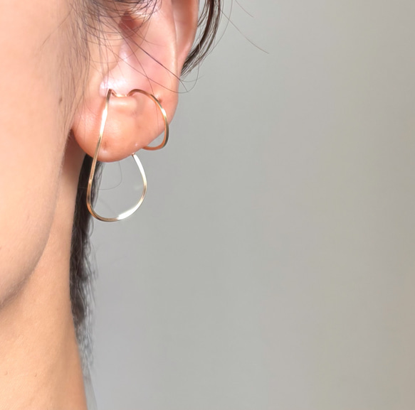 【期間限定】【秋の福袋No.4】イヤーカフ3点セット　Flame &cross pearl &box chain 4枚目の画像