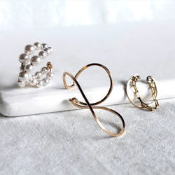 【期間限定】【秋の福袋No.4】イヤーカフ3点セット　Flame &cross pearl &box chain 1枚目の画像