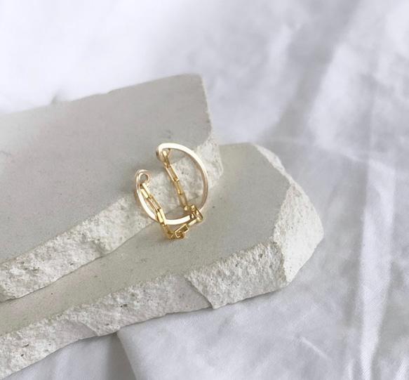 【期間限定】【秋の福袋No.4】イヤーカフ3点セット　Flame &cross pearl &box chain 18枚目の画像