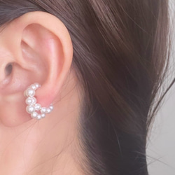 【期間限定】【秋の福袋No.4】イヤーカフ3点セット　Flame &cross pearl &box chain 11枚目の画像