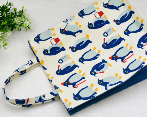 紙袋風ミニバッグ◇ペンギン◇書店用エコバッグ◇ショッパーバッグ風