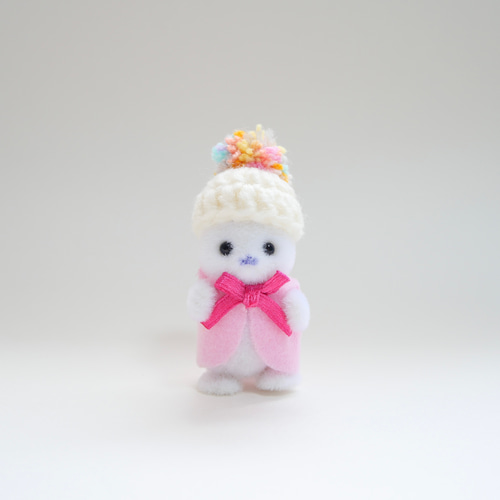 ミニポンポン帽子 ニット帽 パステル キャンディ シルバニア アザラシ