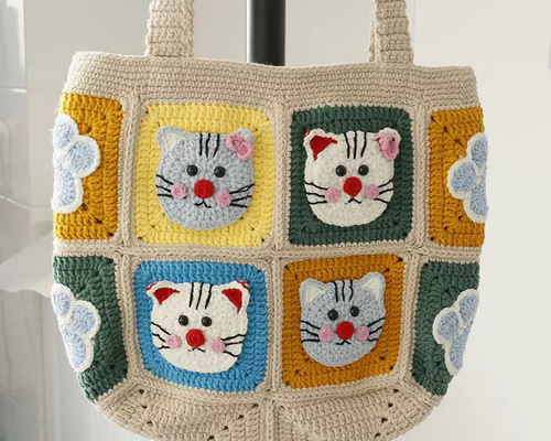 トートバック　ハンドメイド　毛糸のミシン糸で 手作り 毛糸 刺繍 かぎ針編み ニート ショルダーバッグ トートバッグ