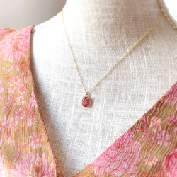 14kgf 天然石ピンクトパーズのひと粒ネックレス 11月誕生石 18kGP 3枚目の画像