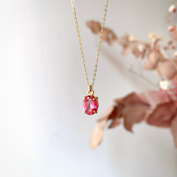 14kgf 天然石ピンクトパーズのひと粒ネックレス 11月誕生石 18kGP 5枚目の画像