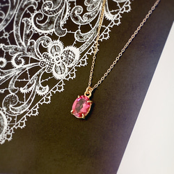 14kgf 天然石ピンクトパーズのひと粒ネックレス 11月誕生石 18kGP 1枚目の画像