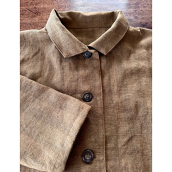 長さ選べる❤️メンズライクな渋い大人のハーフジャケット❤️ゆったり身幅❤️ストライプcottonリネン❤️キャメル 5枚目の画像