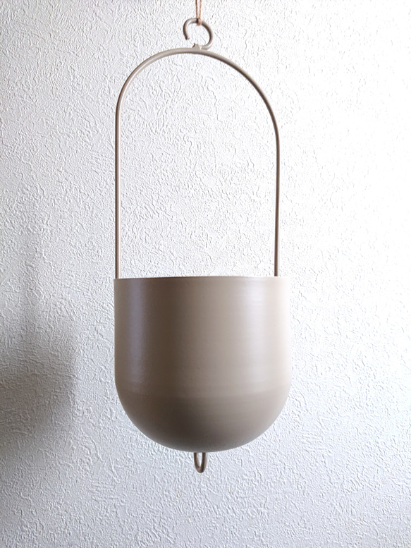 ●数量限定●　”ブライダルベール　軽量ハンギング鉢カバーセット（グレージュ・マットホワイト）"観葉植物　吊り下げ　ヘデラ 11枚目の画像