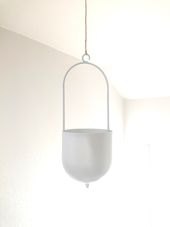 ●数量限定●　”ブライダルベール　軽量ハンギング鉢カバーセット（グレージュ・マットホワイト）"観葉植物　吊り下げ　ヘデラ 15枚目の画像