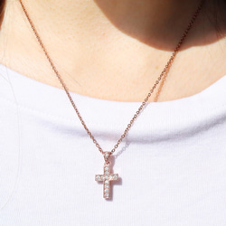 【クロスペンダントトップ】 ペンダント ジルコニア付き真鍮鍍金 ニッケルフリー ネックレス 5枚目の画像