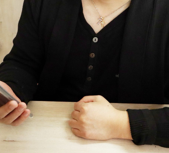 【クロスペンダントトップ】 ペンダント ジルコニア付き真鍮鍍金 ニッケルフリー ネックレス 6枚目の画像