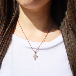 【クロスペンダントトップ】 ペンダント ジルコニア付き真鍮鍍金 ニッケルフリー ネックレス 4枚目の画像