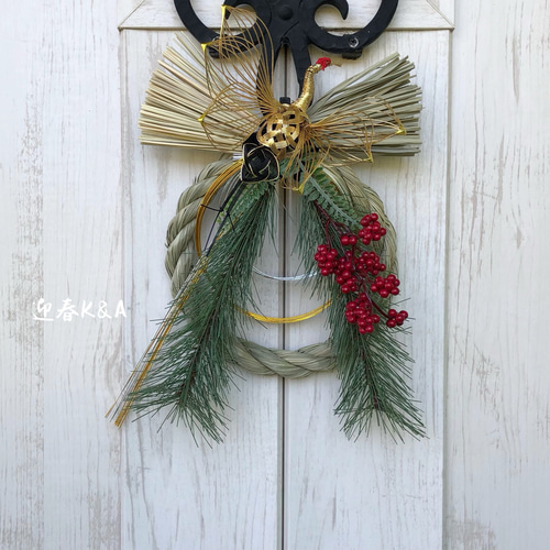 しめ縄 お正月飾り 水引飾り 水引リース 鶴水引 しめ縄・しめ飾り 花の