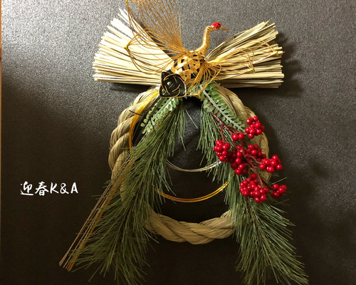 しめ縄 お正月飾り 水引飾り 水引リース 鶴水引 しめ縄・しめ飾り 花の