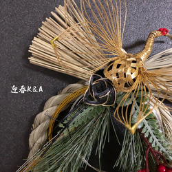 しめ縄　お正月飾り　水引飾り　水引リース　鶴水引 4枚目の画像