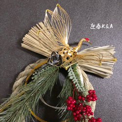 しめ縄　お正月飾り　水引飾り　水引リース　鶴水引 3枚目の画像