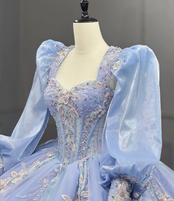 Leja スクエアネックドレス　ブルー 水色 Leja スクエアネックドレス ブルー 水色 Leja スクエアネックドレス