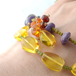 【実りの秋】チャロアイト　イエロアンバー　マンテルネックレス 5枚目の画像