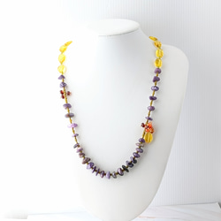 【実りの秋】チャロアイト　イエロアンバー　マンテルネックレス 2枚目の画像