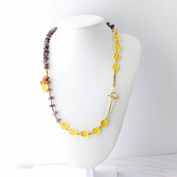 【実りの秋】チャロアイト　イエロアンバー　マンテルネックレス 4枚目の画像