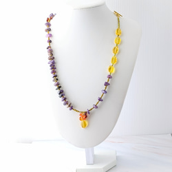 【実りの秋】チャロアイト　イエロアンバー　マンテルネックレス 3枚目の画像