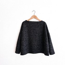 リングウールのワイドプルオーバー/ブラック×グレー 4枚目の画像