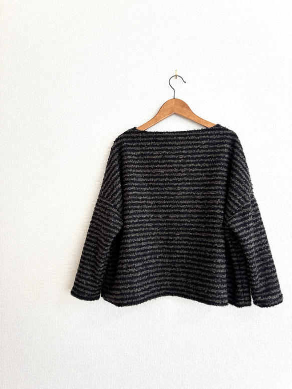 リングウールのワイドプルオーバー/ブラック×グレー 7枚目の画像