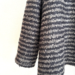 リングウールのワイドプルオーバー/ブラック×グレー 6枚目の画像