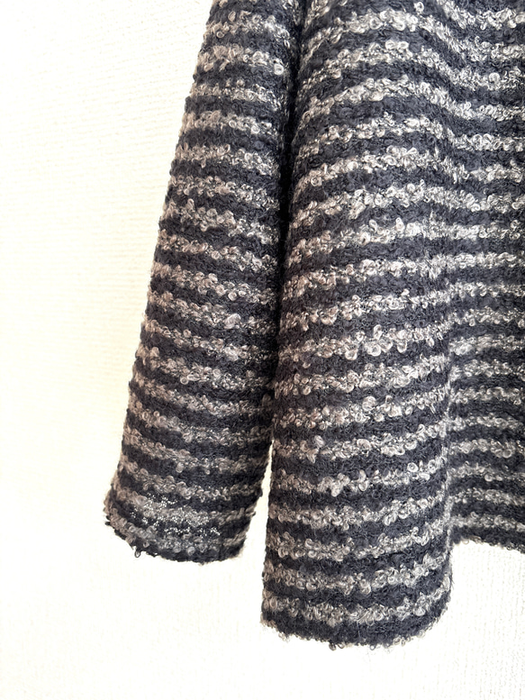 リングウールのワイドプルオーバー/ブラック×グレー 6枚目の画像