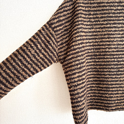 リングウールのワイドプルオーバー/ダークブラウン×ベージュ 9枚目の画像