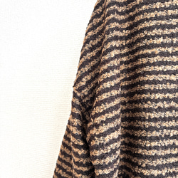 リングウールのワイドプルオーバー/ダークブラウン×ベージュ 10枚目の画像