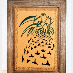 パイナップル アートフレーム 刺繍アートフレーム パイナップル ウォールインテリア 沖縄 B4サイズ