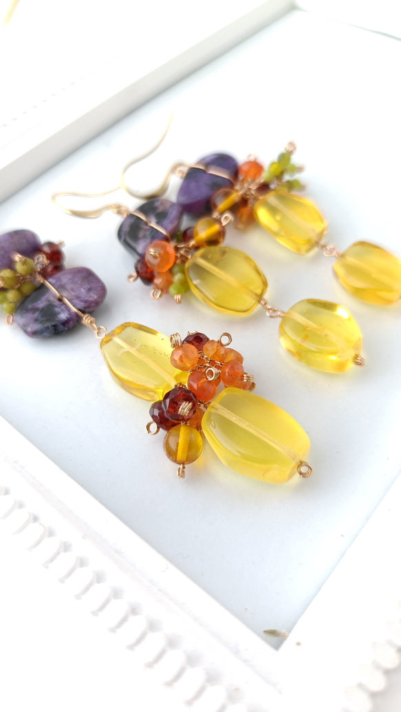 【実りの秋】チャロアイト　イエロアンバー　ネックレス 4枚目の画像