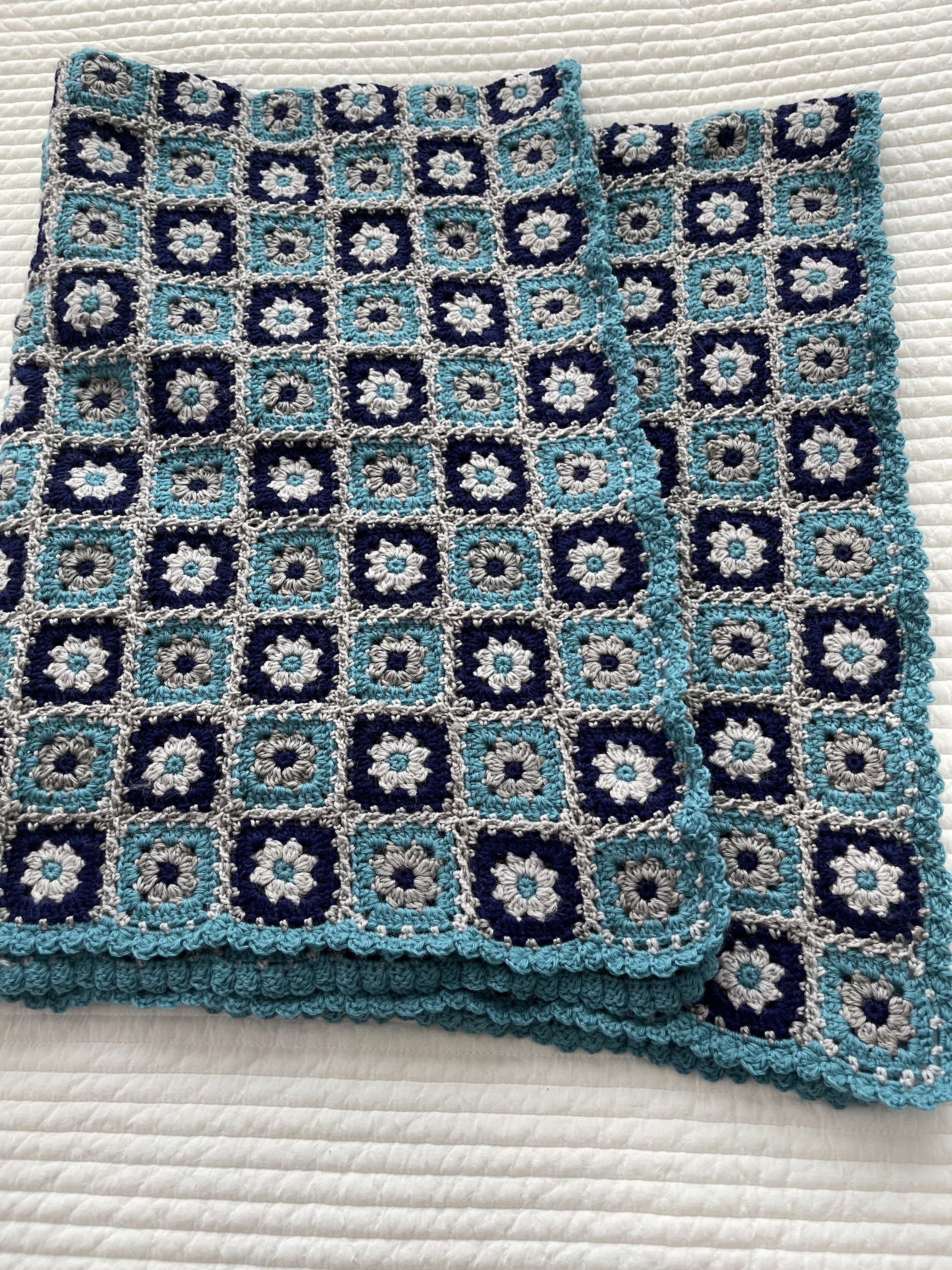 ターコイズブルーのブランケット［ターコイズ枠］