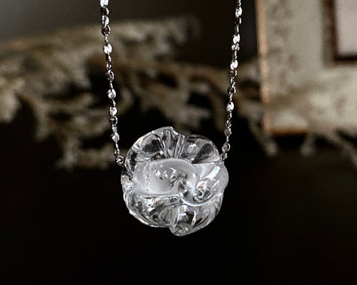 ガラスのメモリアルアクセサリー【華やぎ】遺骨ネックレス・銀箔入り