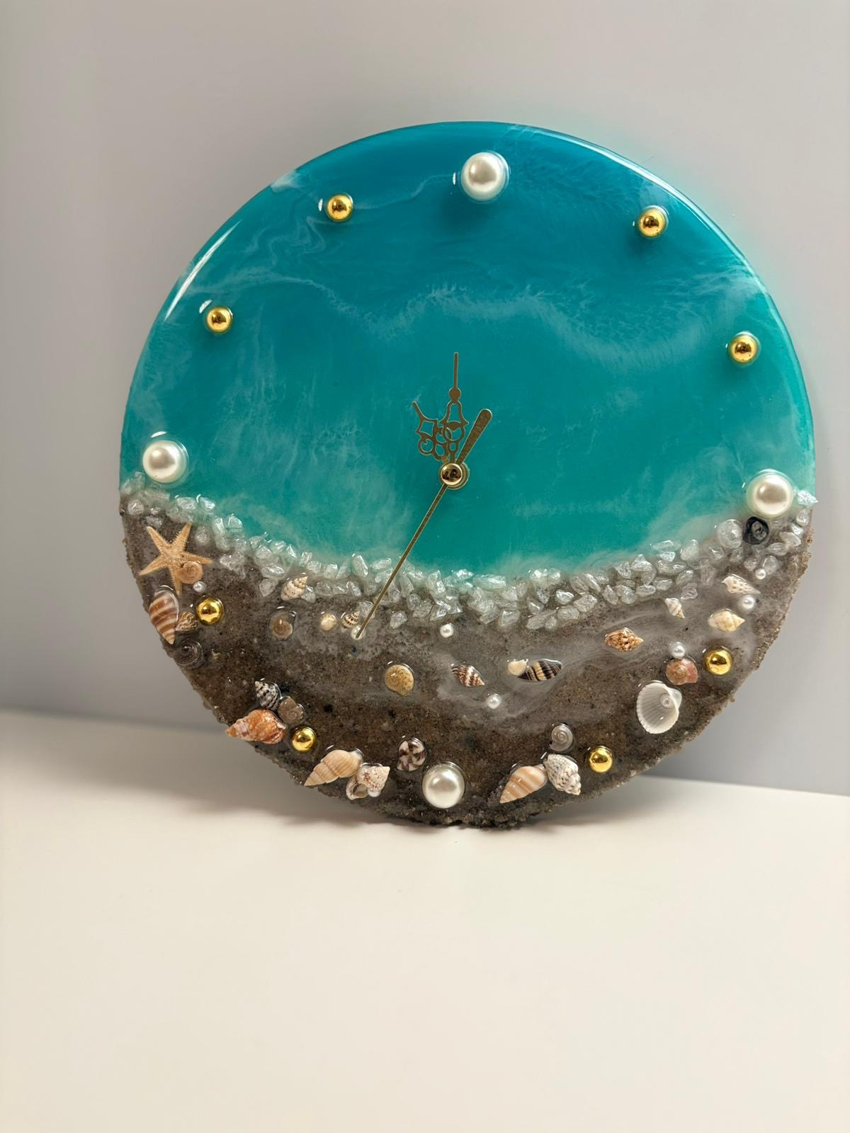 【受注制作品】オーシャンクロック 直径20cm 壁掛け時計 海レジンア