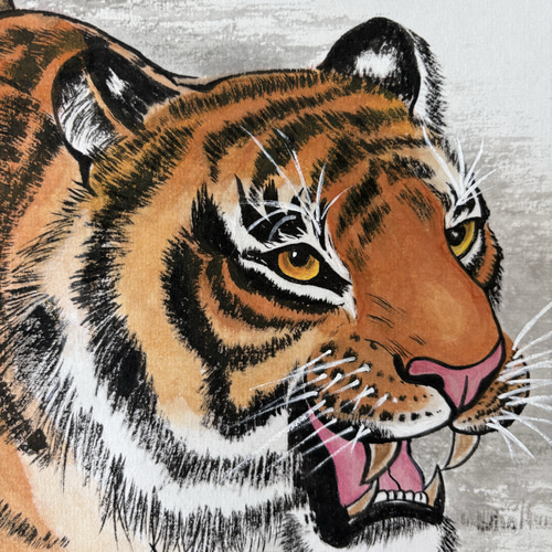 虎嘯風生 力 勇気 守護 月 絵画 水墨画 掛け軸 絵画 こたつ 通販