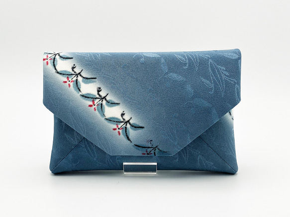 数寄屋袋内ポケットあり（和風ポーチ、小物入れ） 正絹 綸子小紋小花