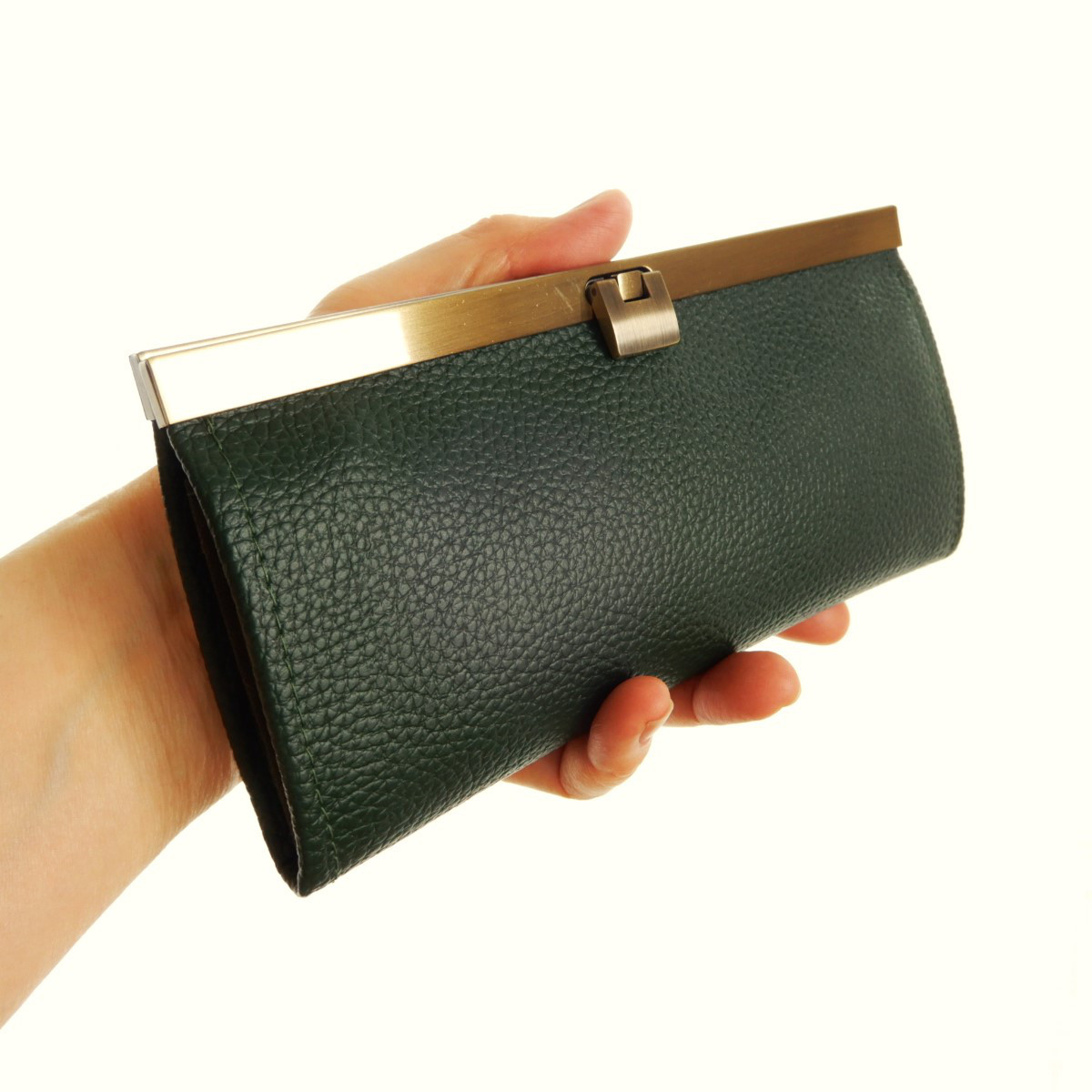 【メンズ】コンパクト&スリムな薄型長財布（深緑）