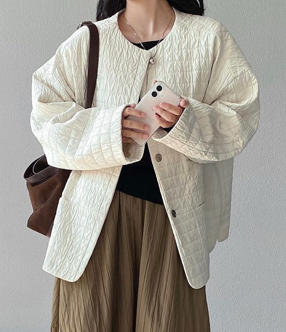 秋冬新作　ハーフコート　ゆったり　綿混　オシャレめ　通勤コート　丸首ジャケット　ラグランスリーブ　　スプリングコート　 3枚目の画像