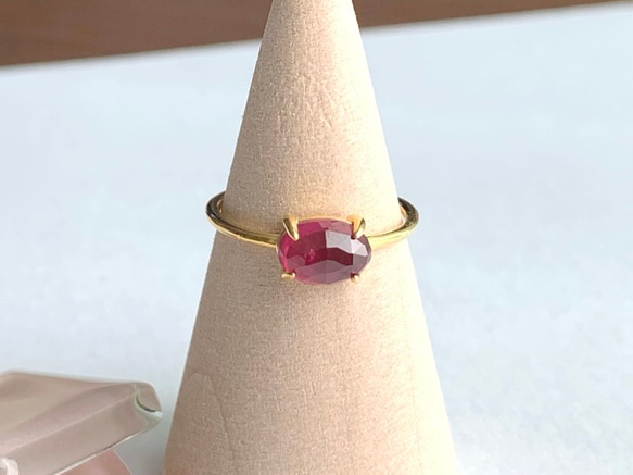 【リング】天然石ルビー　7～11号　Silver925製・18KGP仕上げ　ハンドメイド 3枚目の画像