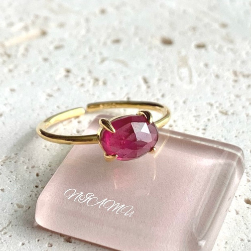 リング】天然石ルビー 7～11号 Silver925製・18KGP仕上げ ハンドメイド