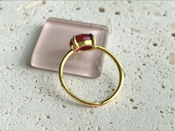 【リング】天然石ルビー　7～11号　Silver925製・18KGP仕上げ　ハンドメイド 4枚目の画像