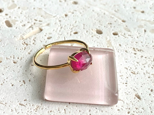 【リング】天然石ルビー　7～11号　Silver925製・18KGP仕上げ　ハンドメイド 2枚目の画像