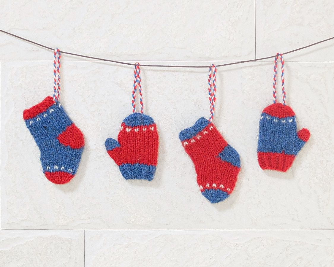 クリスマス 2way オーナメント 8個 ニット編み靴下 カラトリー入れ 毛糸