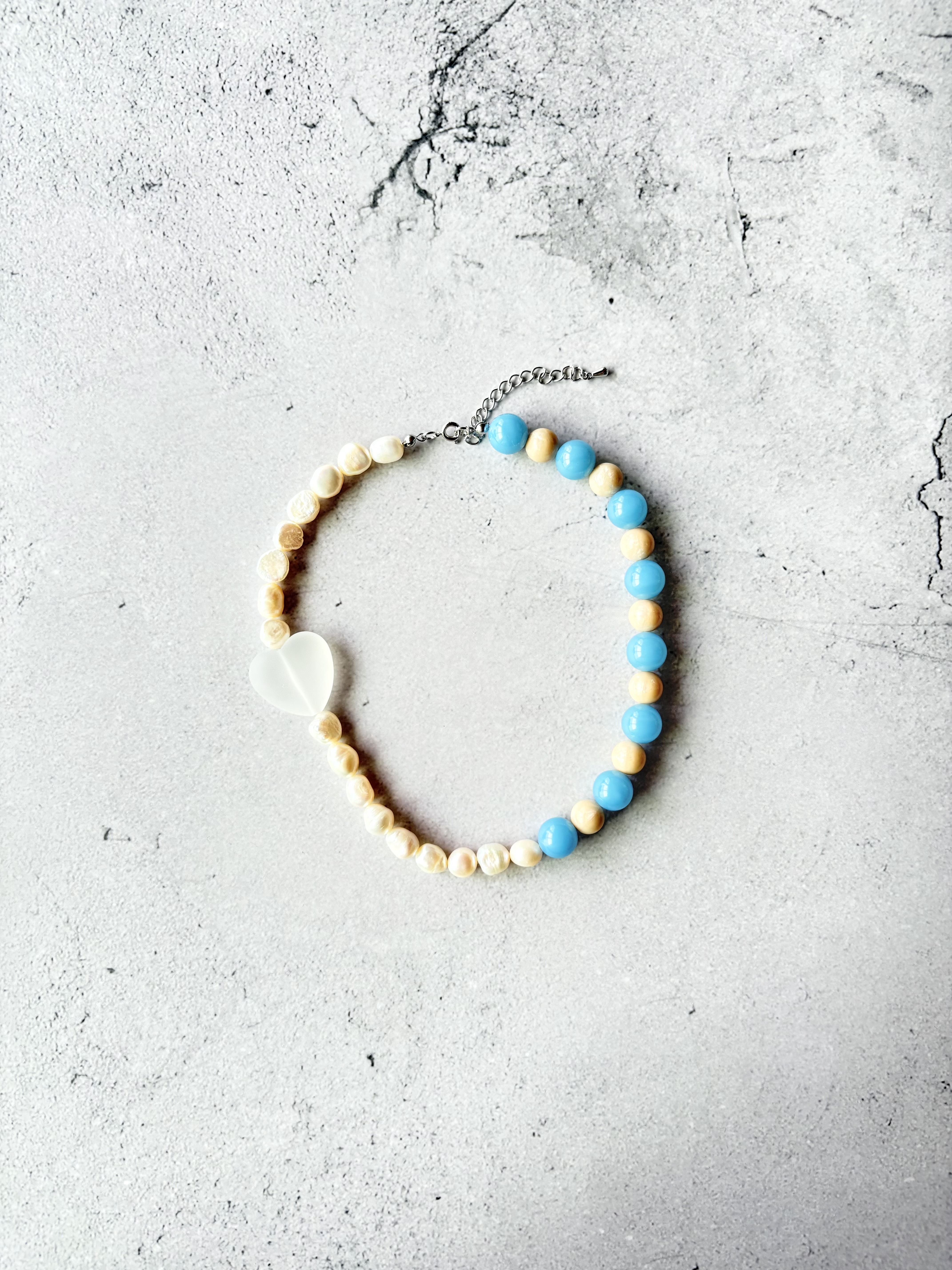 BIGハート大ぶりプルーパールネックレス