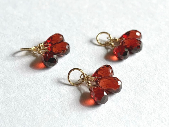 【天然石ペンダントトップ】ガーネット 14kgf /Silver925　1月誕生石　ハンドメイド素材 4枚目の画像