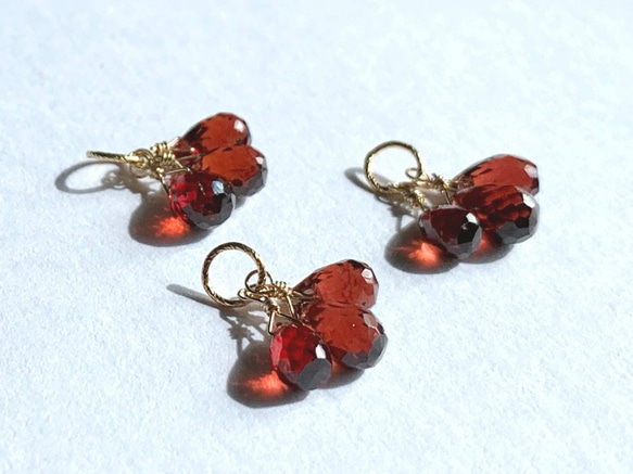 【天然石ペンダントトップ】ガーネット 14kgf /Silver925　1月誕生石　ハンドメイド素材 1枚目の画像