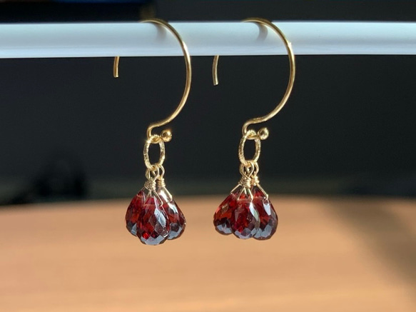 【天然石ペンダントトップ】ガーネット 14kgf /Silver925　1月誕生石　ハンドメイド素材 3枚目の画像